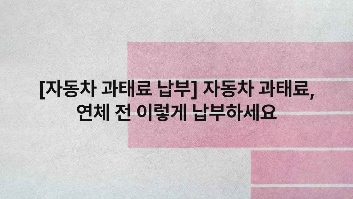 [자동차 과태료 납부] 자동차 과태료, 연체 전 이렇게 납부하세요