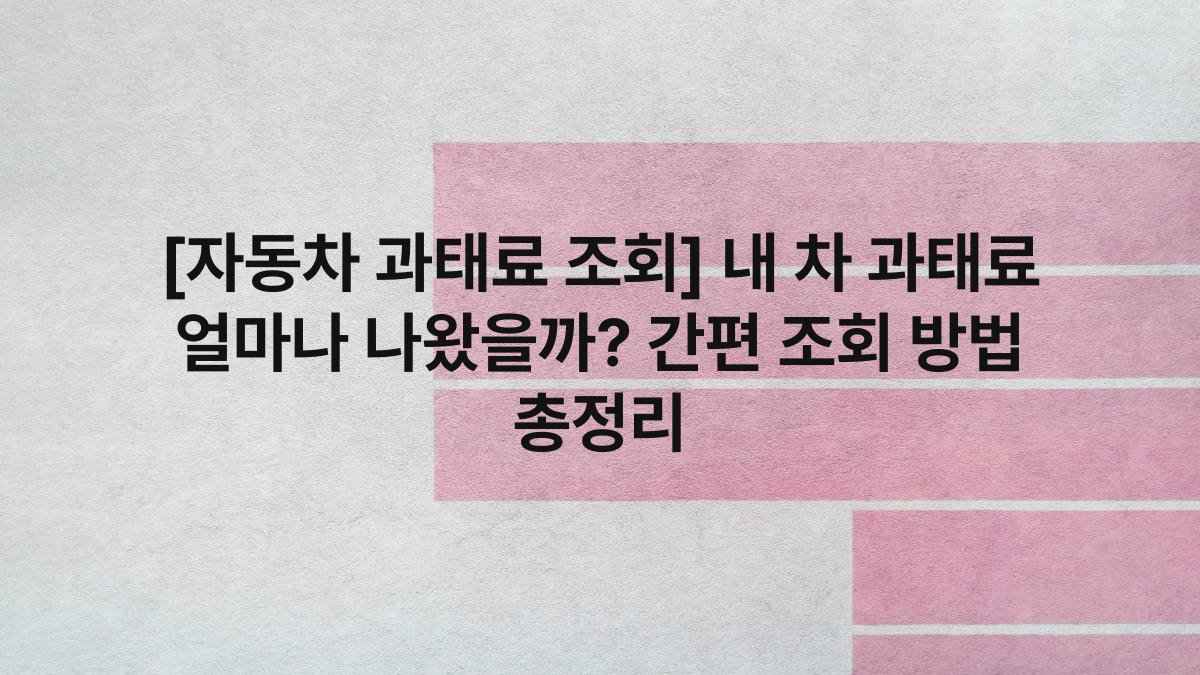 [자동차 과태료 조회] 내 차 과태료 얼마나 나왔을까? 간편 조회 방법 총정리