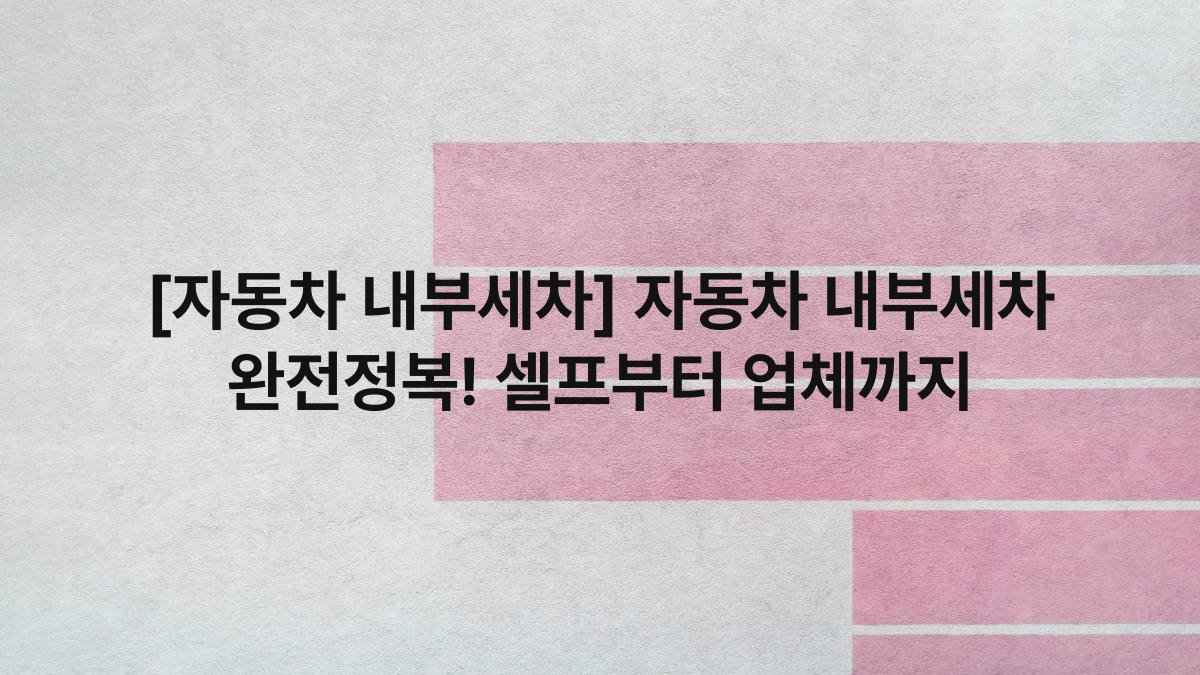 [자동차 내부세차] 자동차 내부세차 완전정복! 셀프부터 업체까지