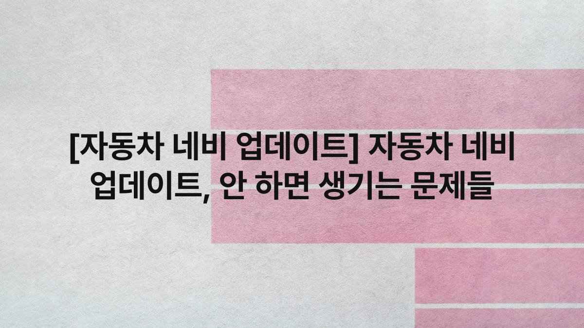 [자동차 네비 업데이트] 자동차 네비 업데이트, 안 하면 생기는 문제들