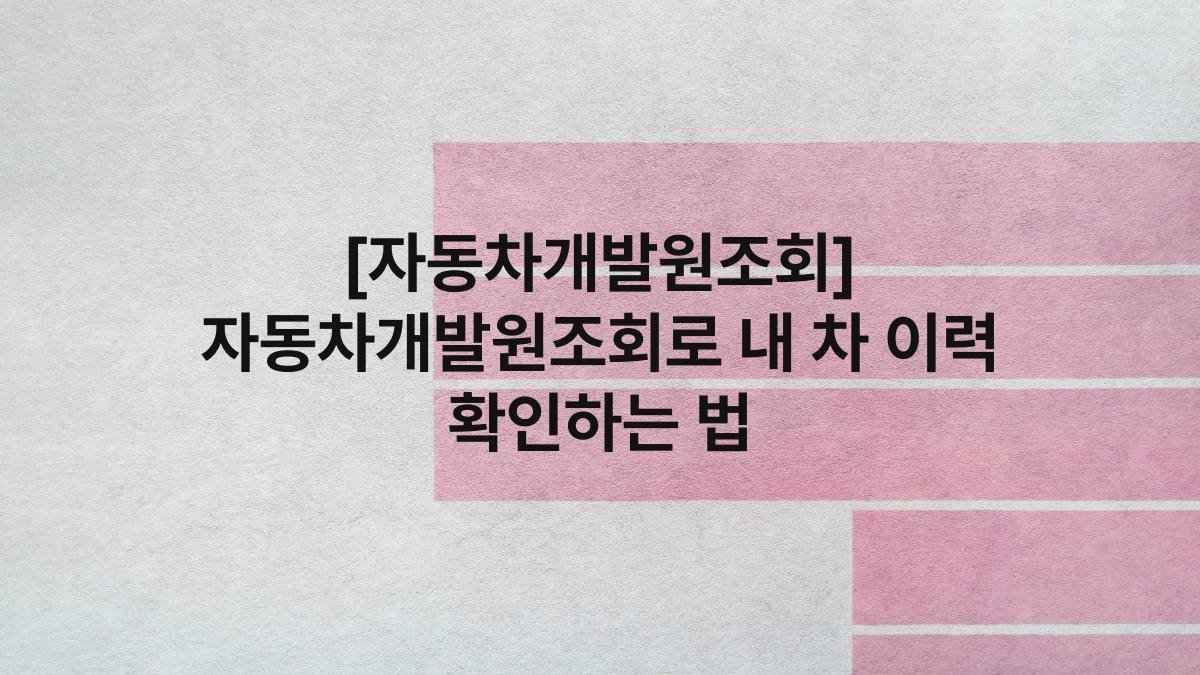 [자동차개발원조회] 자동차개발원조회로 내 차 이력 확인하는 법