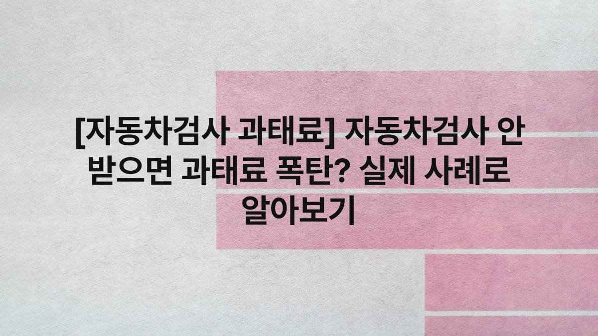 [자동차검사 과태료] 자동차검사 안 받으면 과태료 폭탄? 실제 사례로 알아보기