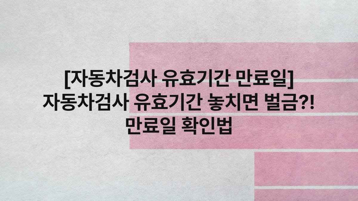 [자동차검사 유효기간 만료일] 자동차검사 유효기간 놓치면 벌금?! 만료일 확인법