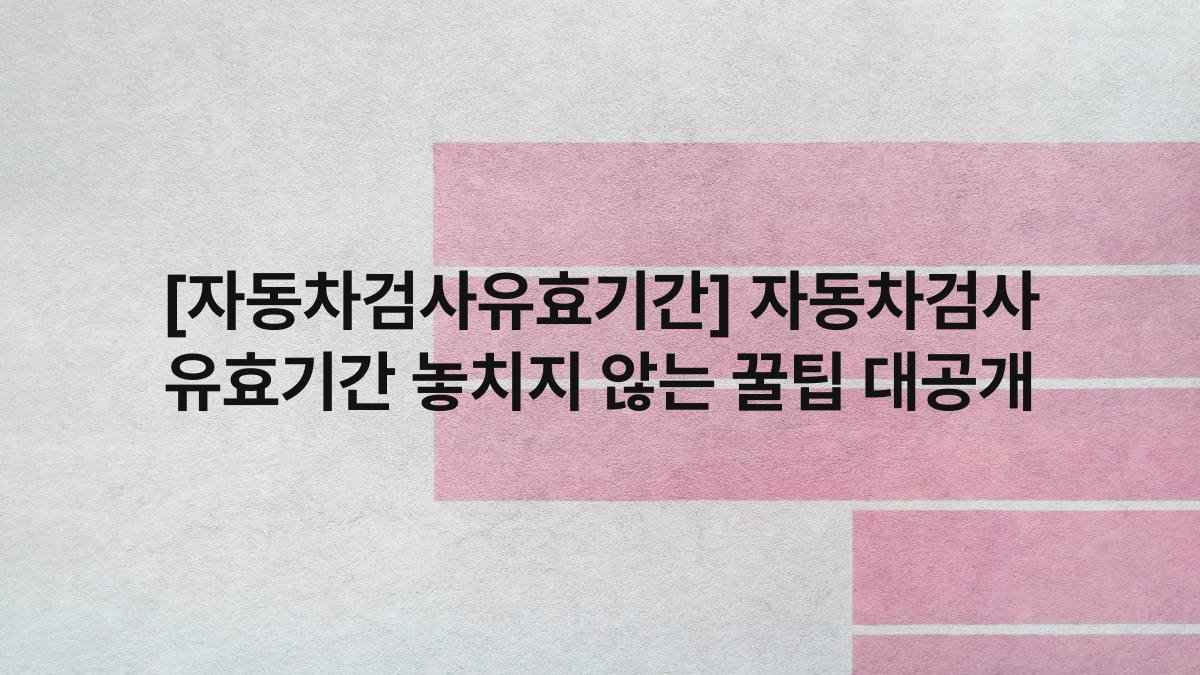 [자동차검사유효기간] 자동차검사 유효기간 놓치지 않는 꿀팁 대공개