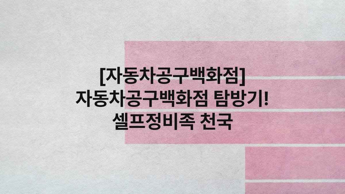 [자동차공구백화점] 자동차공구백화점 탐방기! 셀프정비족 천국