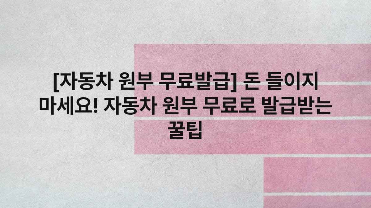 [자동차 원부 무료발급] 돈 들이지 마세요! 자동차 원부 무료로 발급받는 꿀팁