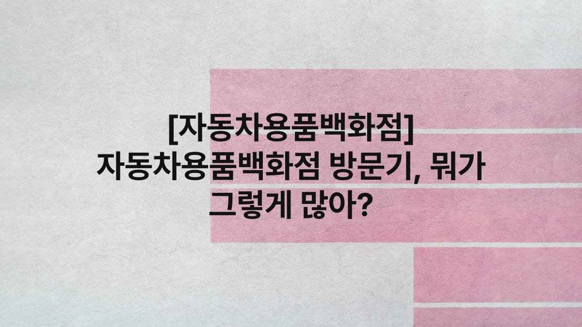 [자동차용품백화점] 자동차용품백화점 방문기, 뭐가 그렇게 많아?