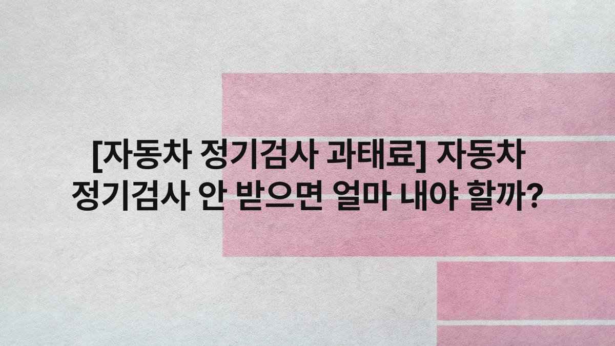[자동차 정기검사 과태료] 자동차 정기검사 안 받으면 얼마 내야 할까?