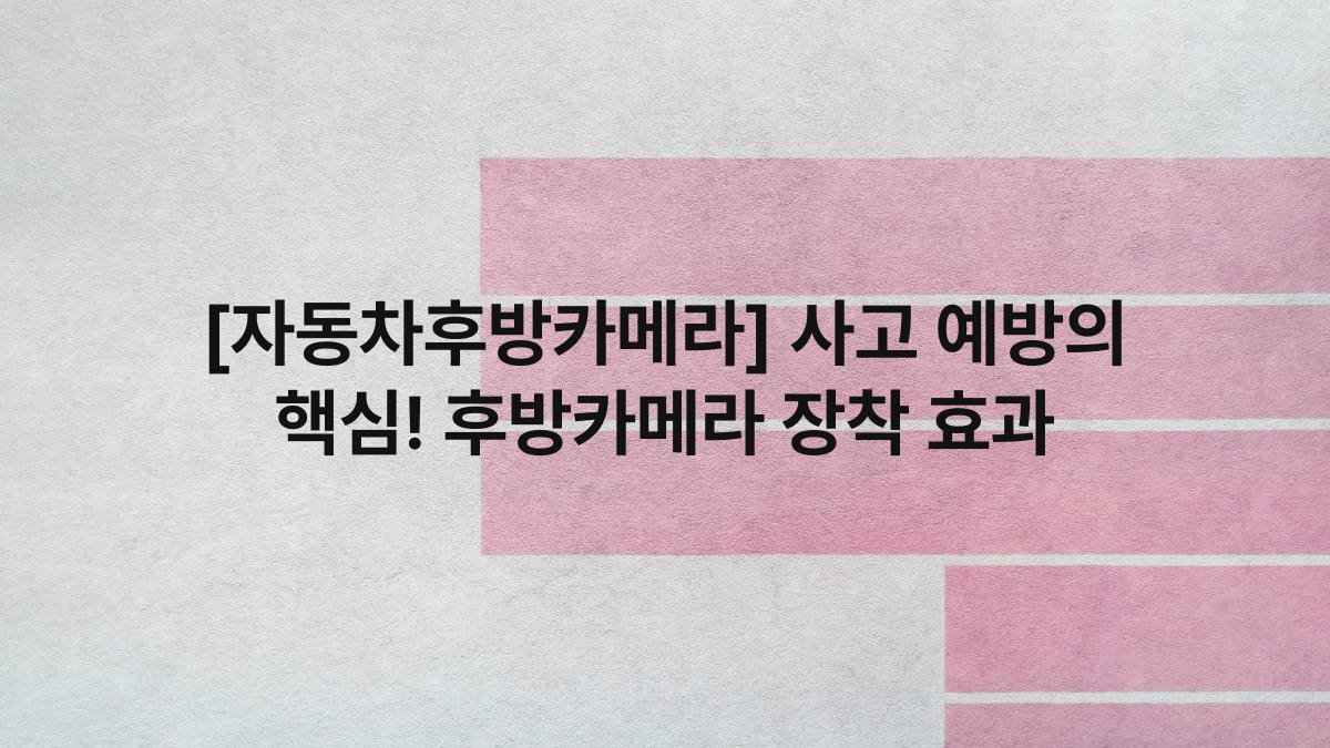 [자동차후방카메라] 사고 예방의 핵심! 후방카메라 장착 효과