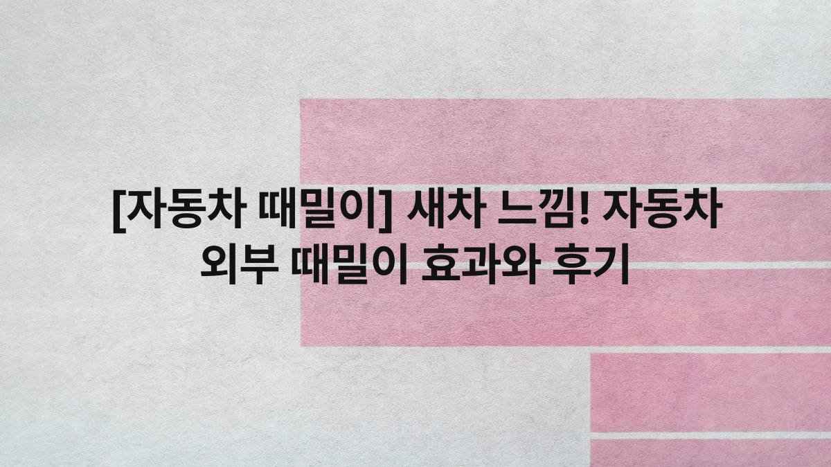 [자동차 때밀이] 새차 느낌! 자동차 외부 때밀이 효과와 후기