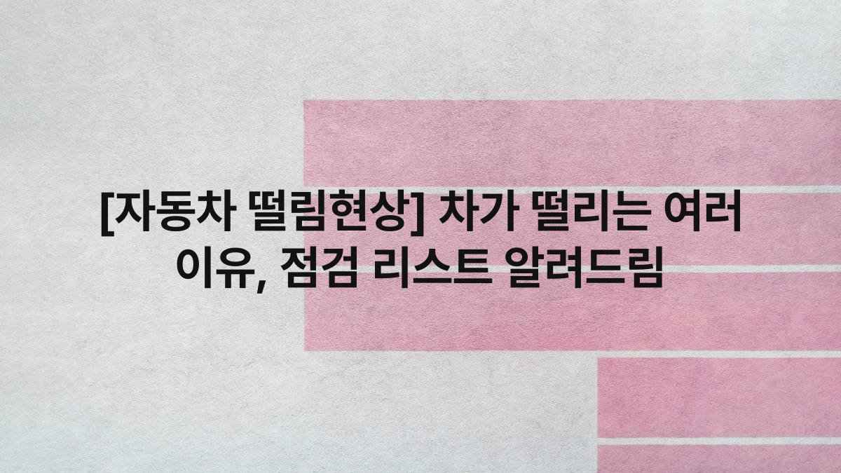 [자동차 떨림현상] 차가 떨리는 여러 이유, 점검 리스트 알려드림