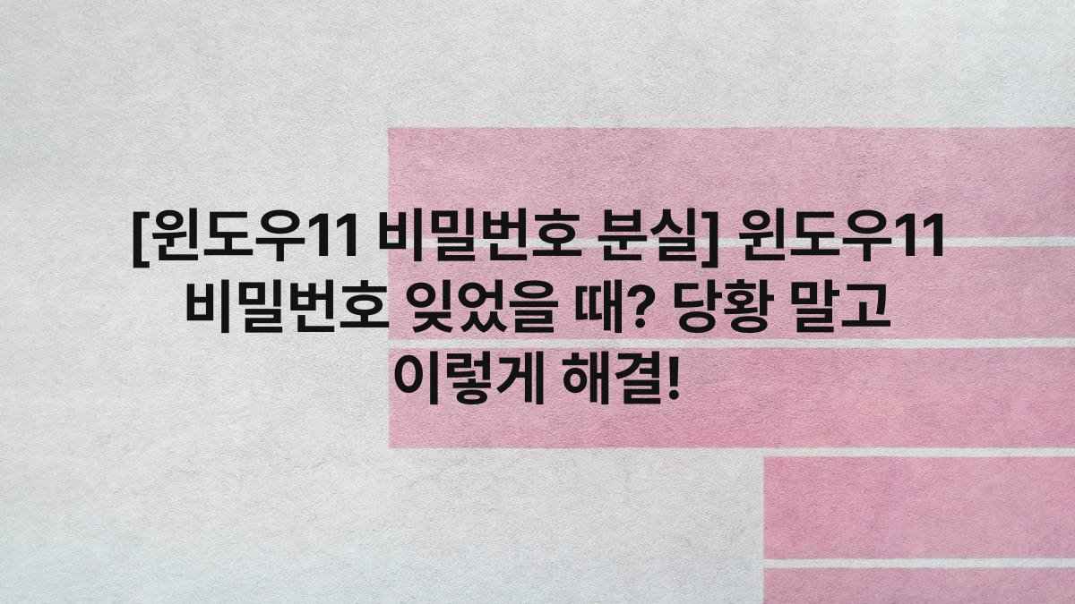 [윈도우11 비밀번호 분실] 윈도우11 비밀번호 잊었을 때? 당황 말고 이렇게 해결!