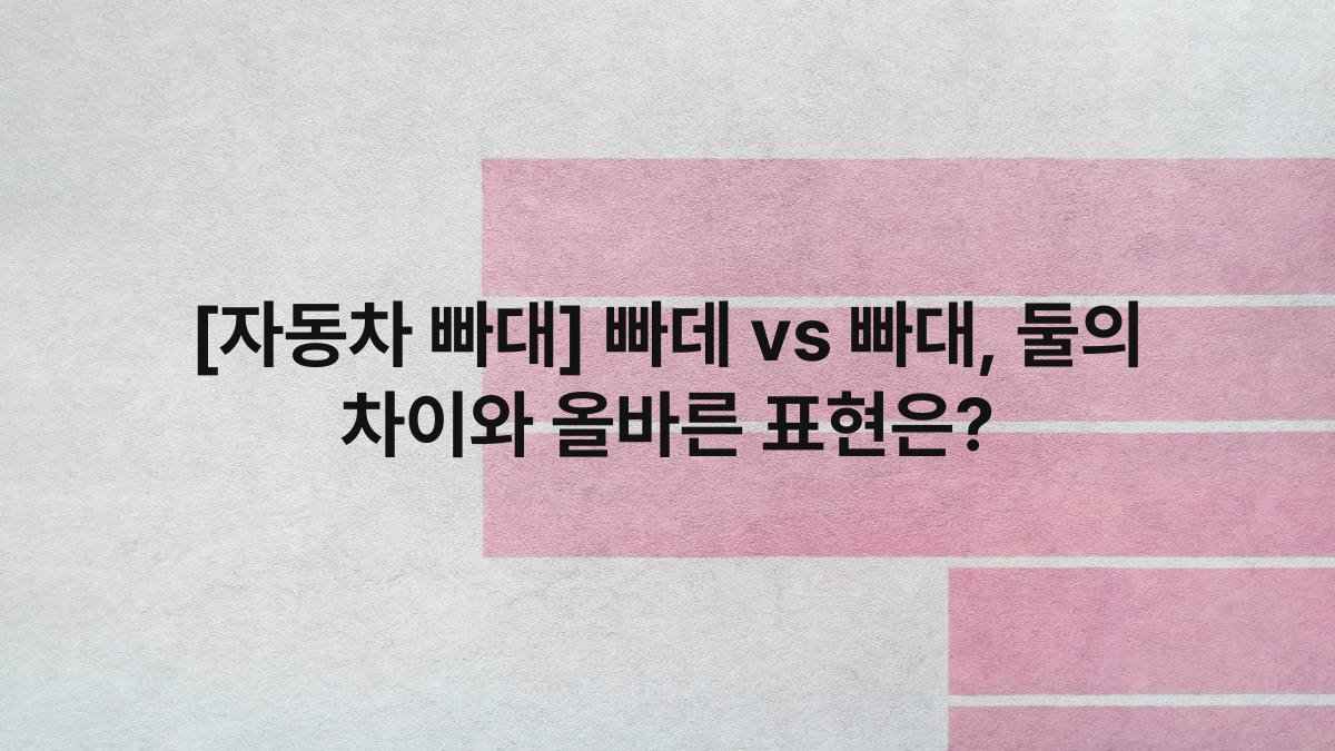 [자동차 빠대] 빠데 vs 빠대, 둘의 차이와 올바른 표현은?