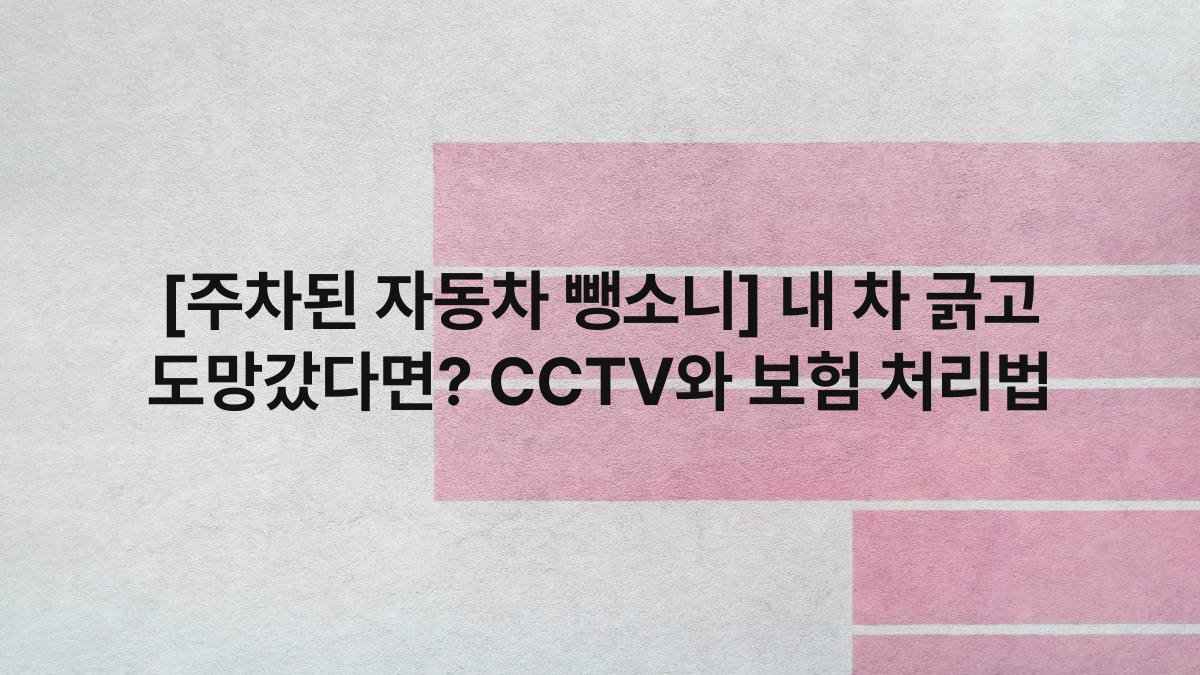 [주차된 자동차 뺑소니] 내 차 긁고 도망갔다면? CCTV와 보험 처리법