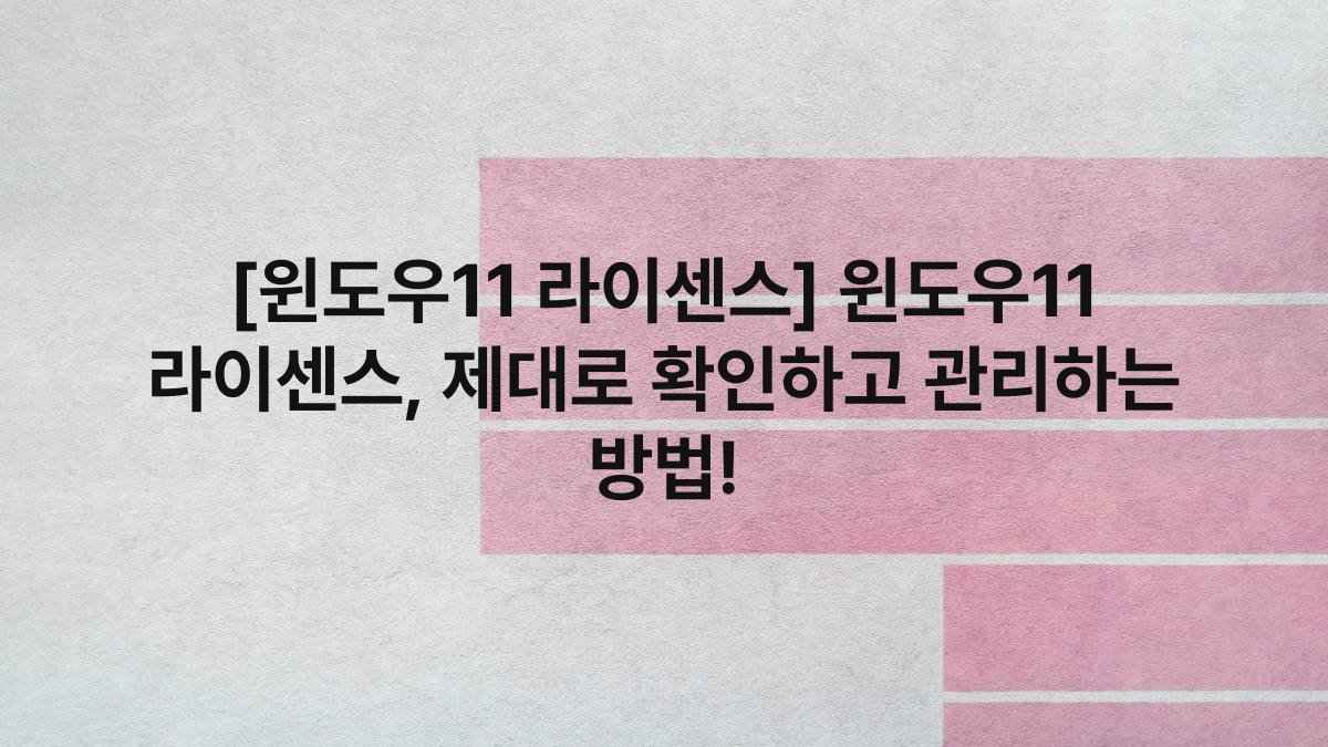 [윈도우11 라이센스] 윈도우11 라이센스, 제대로 확인하고 관리하는 방법!